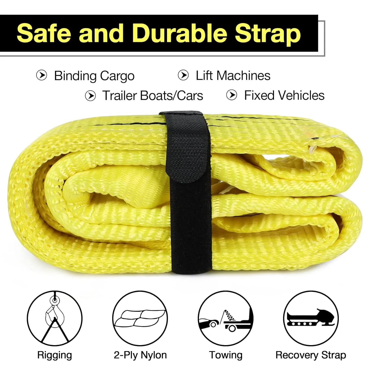Lift Sling Straps,3" x 3' 2-Ply Heavy Duty Flat Eye Lift Sling,Twist Eye Polyester Lifting Straps Not Nylon Tree Saver Recovery Strap Web Rigging Securing Moving Tow Hoisting Gear Strap 17600lb