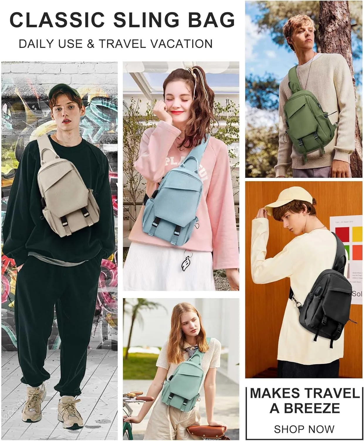 Light Blue Sling Bag for Men Women, Small Anti Theft One Strap Motorcycle Backpack Sling Tactical Chest Bag for Swimming Diving Outdoor Sports