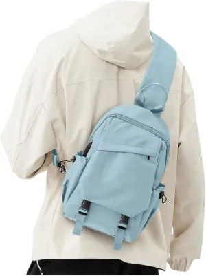 Light Blue Sling Bag for Men Women, Small Anti Theft One Strap Motorcycle Backpack Sling Tactical Chest Bag for Swimming Diving Outdoor Sports