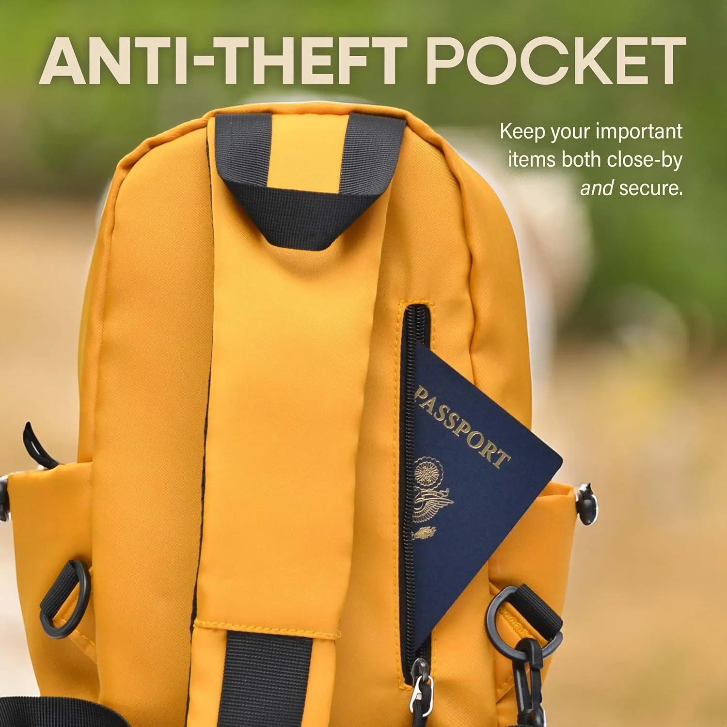 Lightweight Olive Sling Bag for Men and Women - Anti Theft Womens and Mens Crossbody Bag with Reflective Zipper