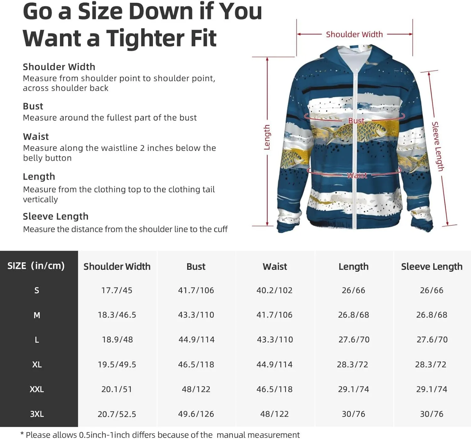 Lightweight UV Protection Sun Jacket, Abstract Fish & Stripes Print Sportswear Hooded Sunblock Shirt for Outdoor