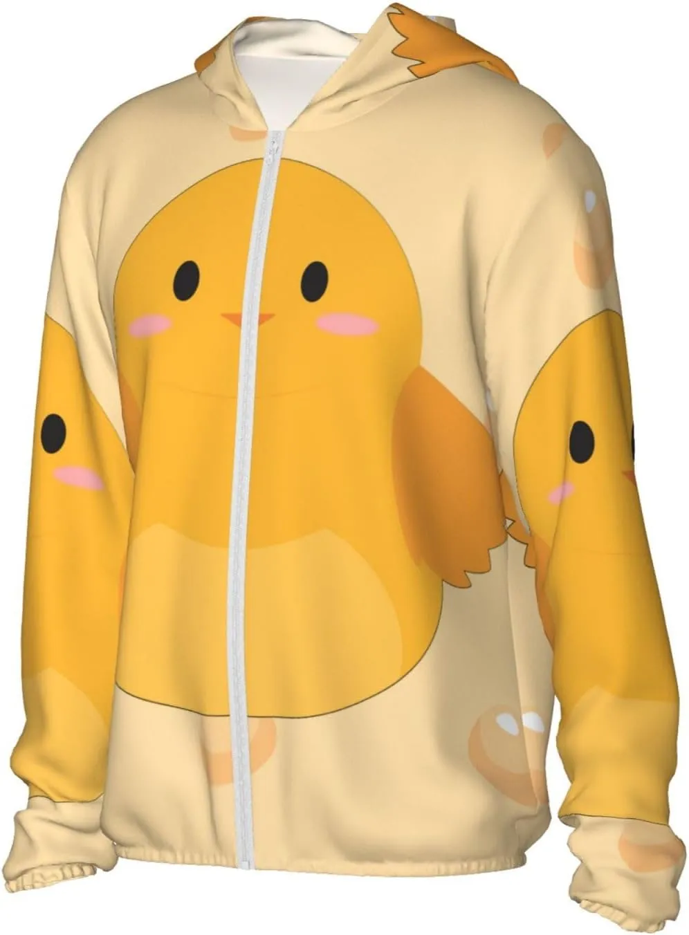 Lightweight UV Protection Sun Jacket, cartoon chick Print Sportswear Hooded Sunblock Shirt for Outdoor