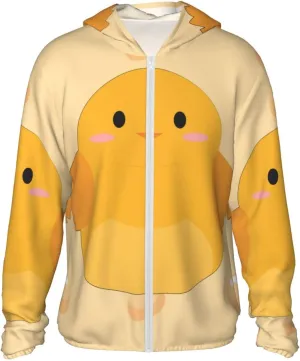 Lightweight UV Protection Sun Jacket, cartoon chick Print Sportswear Hooded Sunblock Shirt for Outdoor