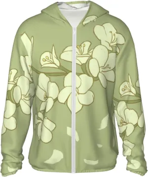 Lightweight UV Protection Sun Jacket, Cartoon Yellow Begonia Print Sportswear Hooded Sunblock Shirt for Outdoor
