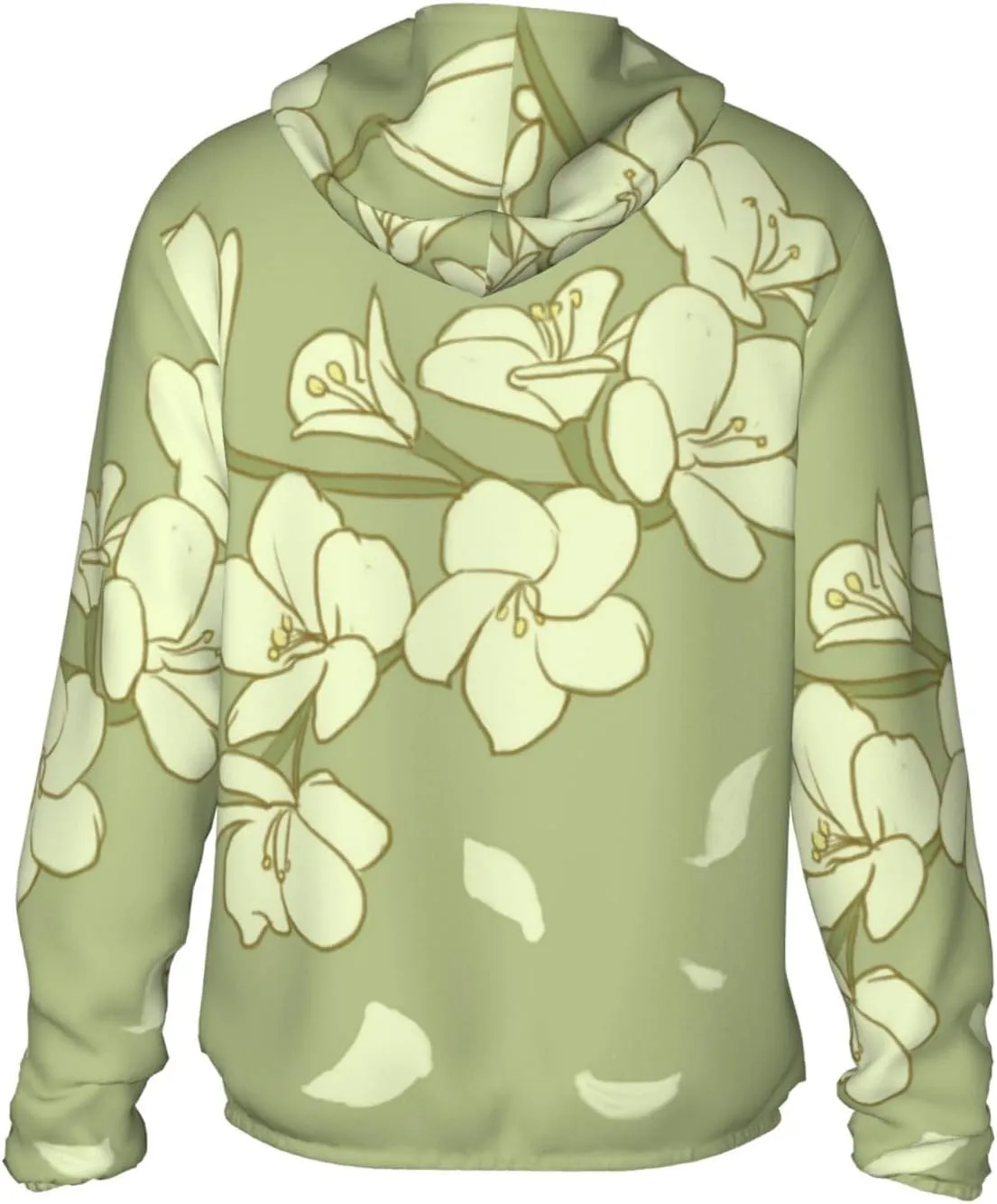 Lightweight UV Protection Sun Jacket, Cartoon Yellow Begonia Print Sportswear Hooded Sunblock Shirt for Outdoor