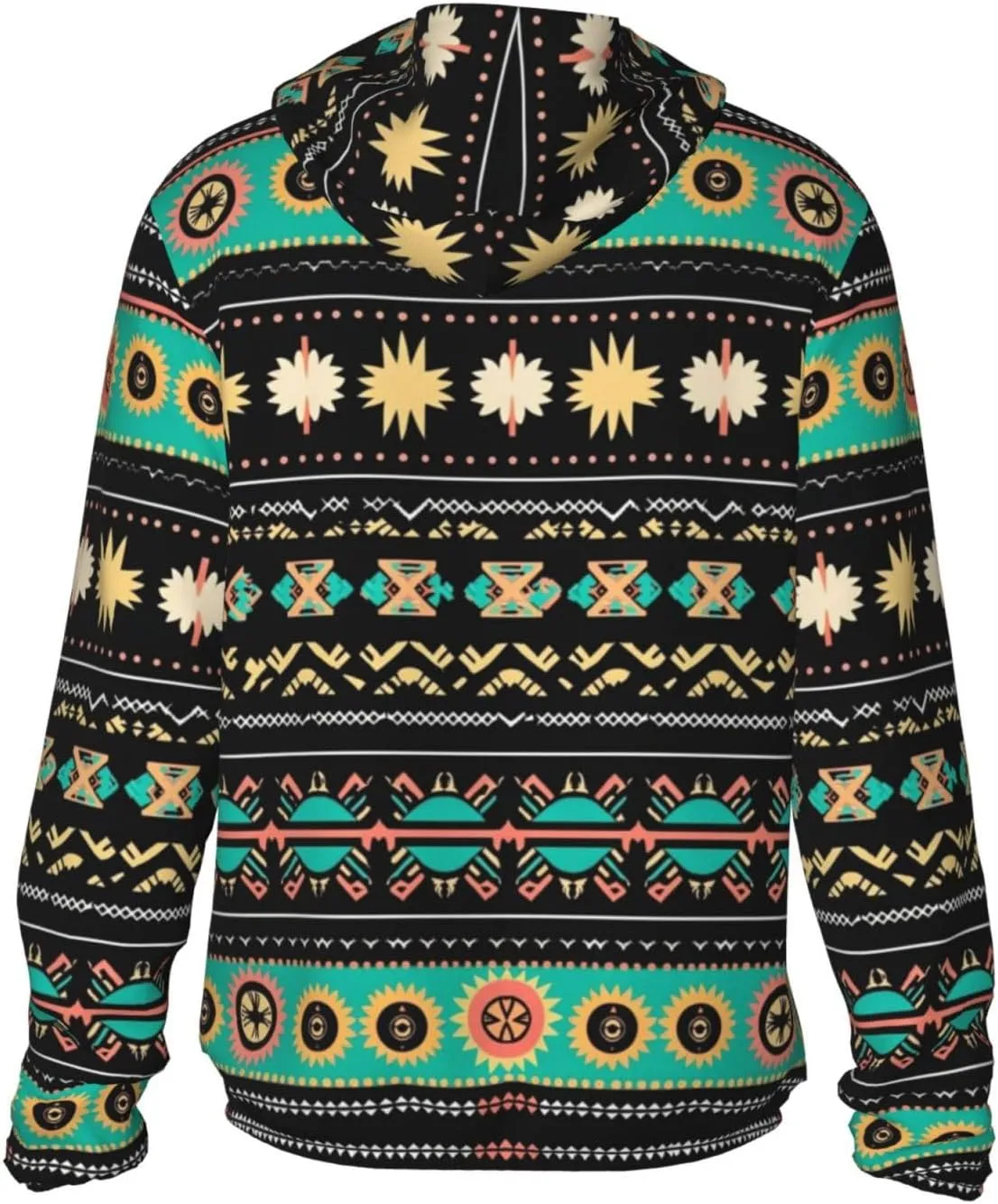 Lightweight UV Protection Sun Jacket, Ethnic Geome Pattern Print Sportswear Hooded Sunblock Shirt for Outdoor