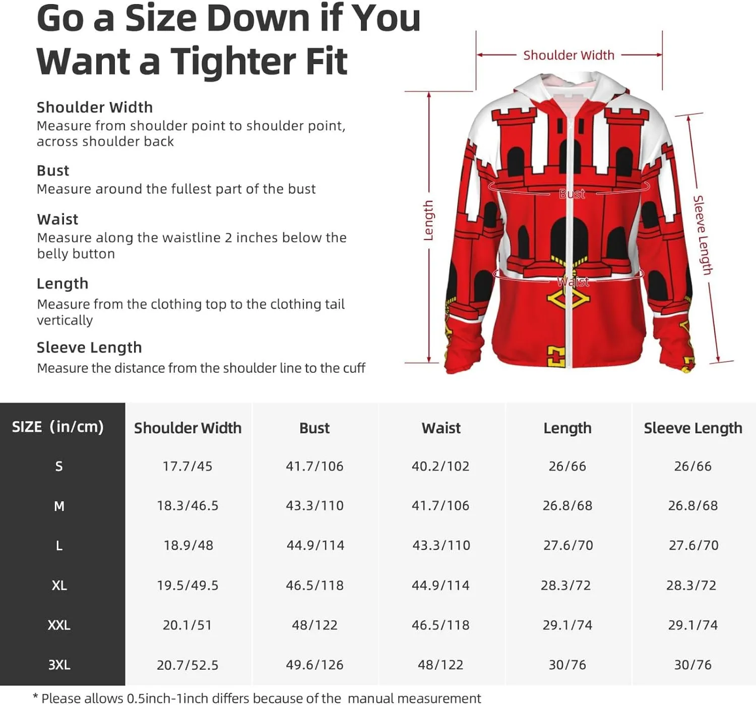 Lightweight UV Protection Sun Jacket, Flag of Gibraltar Print Sportswear Hooded Sunblock Shirt for Outdoor