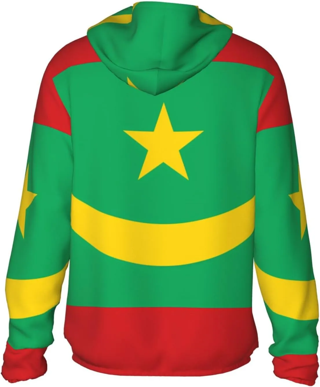 Lightweight UV Protection Sun Jacket, Flag of Mauritania Print Sportswear Hooded Sunblock Shirt for Outdoor