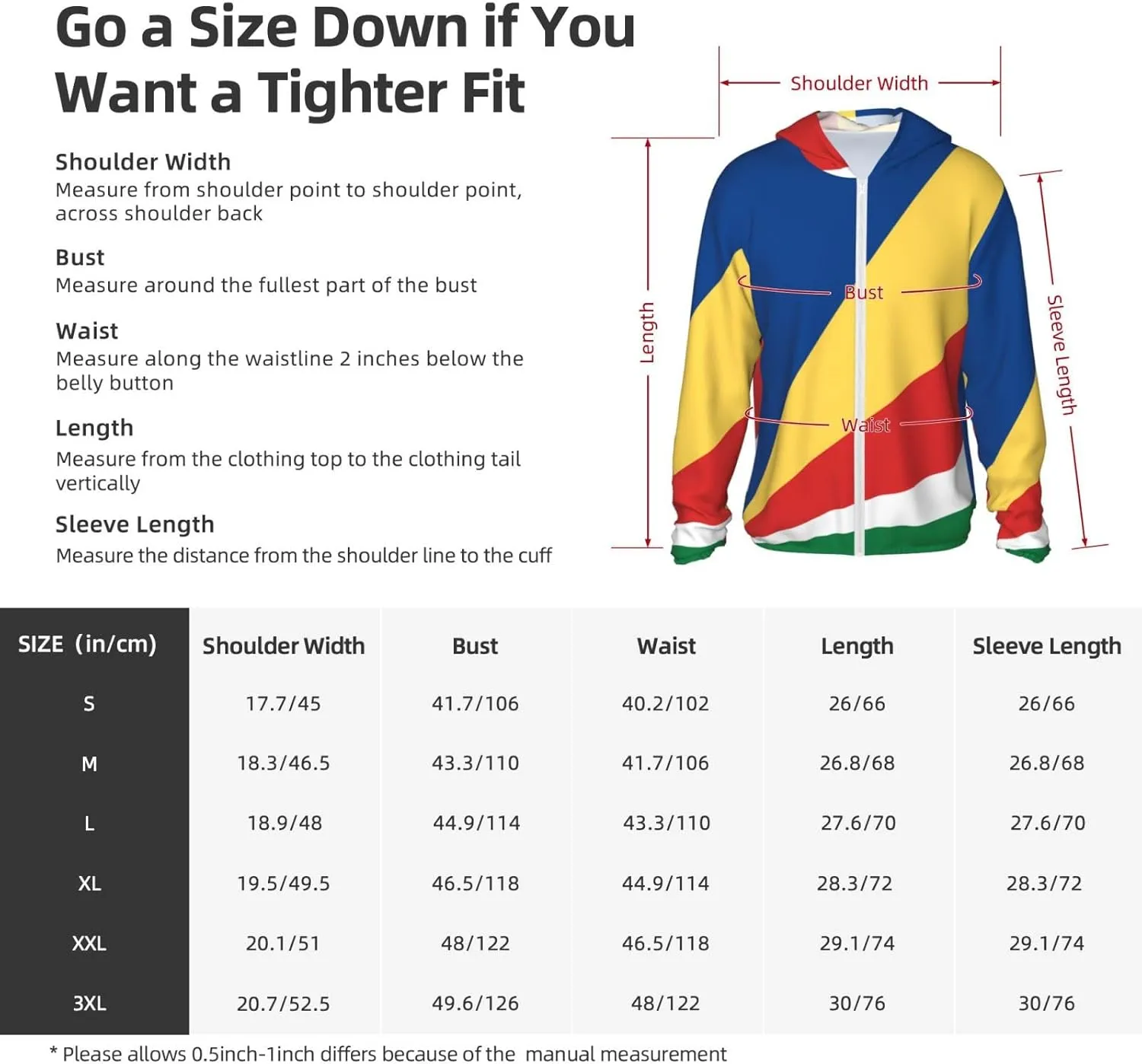 Lightweight UV Protection Sun Jacket, Flag of Seychelles Print Sportswear Hooded Sunblock Shirt for Outdoor