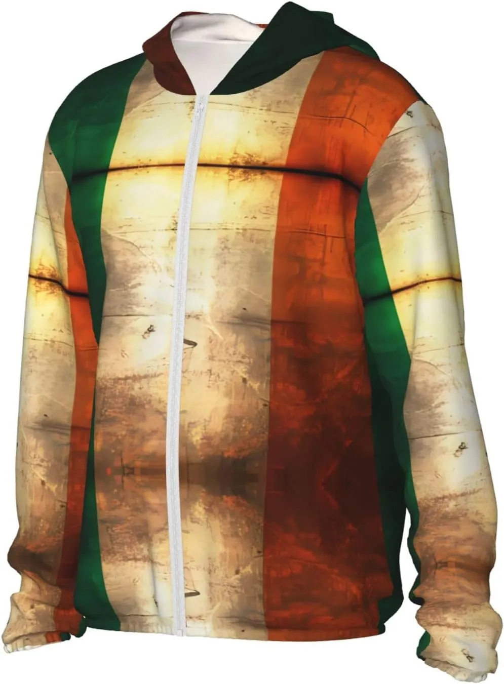 Lightweight UV Protection Sun Jacket, Retro Irish flag Print Sportswear Hooded Sunblock Shirt for Outdoor