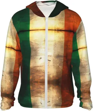 Lightweight UV Protection Sun Jacket, Retro Irish flag Print Sportswear Hooded Sunblock Shirt for Outdoor