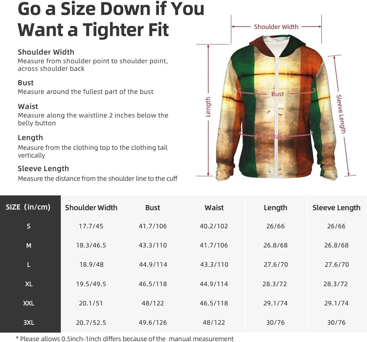 Lightweight UV Protection Sun Jacket, Retro Irish flag Print Sportswear Hooded Sunblock Shirt for Outdoor