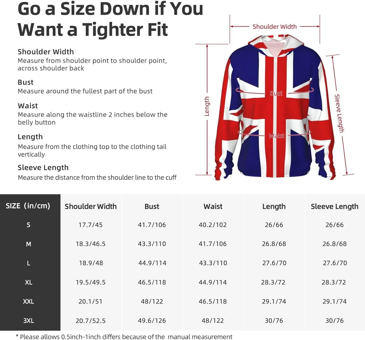 Lightweight UV Protection Sun Jacket, UK Flag Print Sportswear Hooded Sunblock Shirt for Outdoor