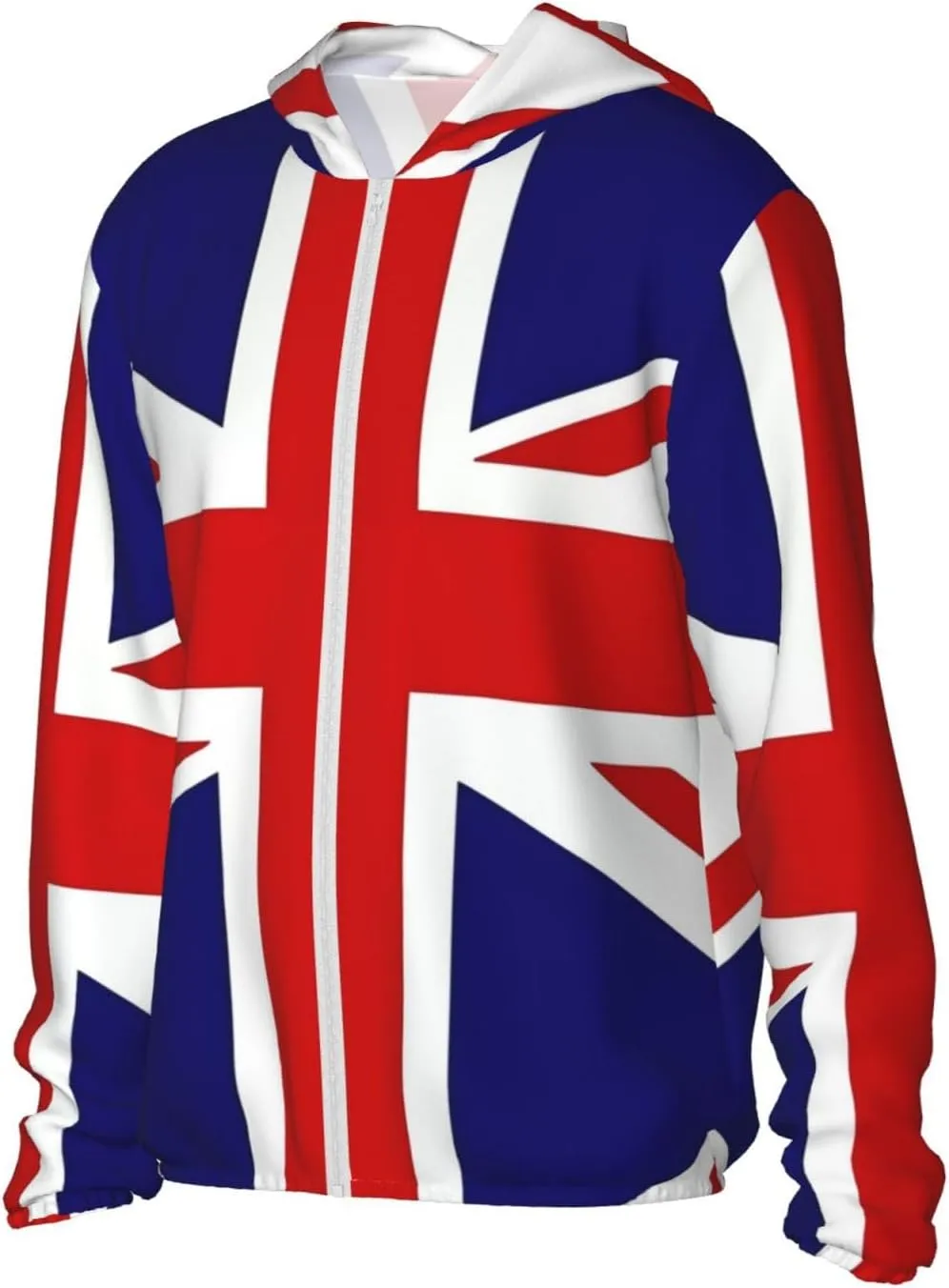 Lightweight UV Protection Sun Jacket, UK Flag Print Sportswear Hooded Sunblock Shirt for Outdoor