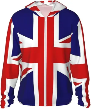 Lightweight UV Protection Sun Jacket, UK Flag Print Sportswear Hooded Sunblock Shirt for Outdoor