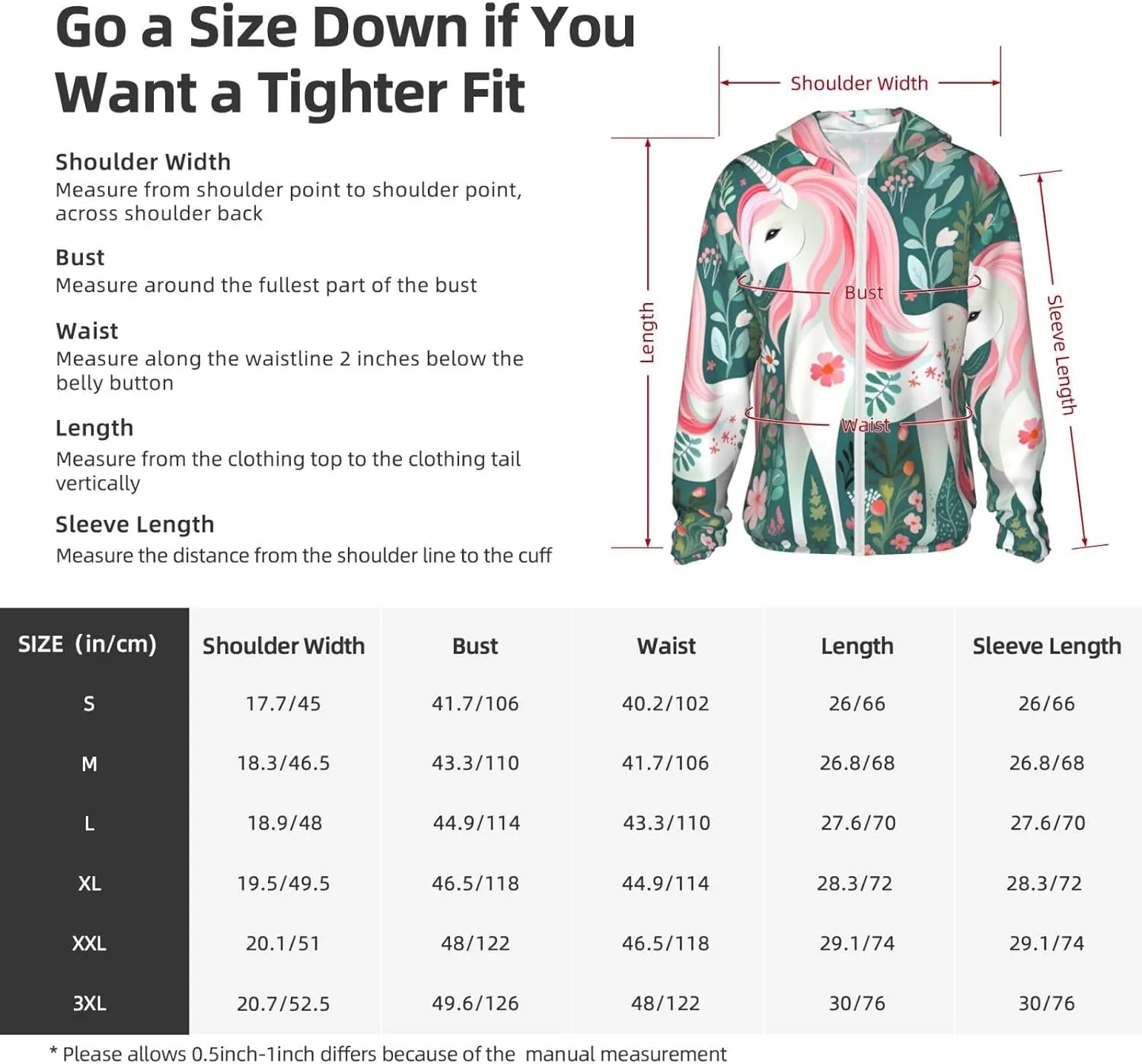 Lightweight UV Protection Sun Jacket, Unicorn with pink hair Print Sportswear Hooded Sunblock Shirt for Outdoor