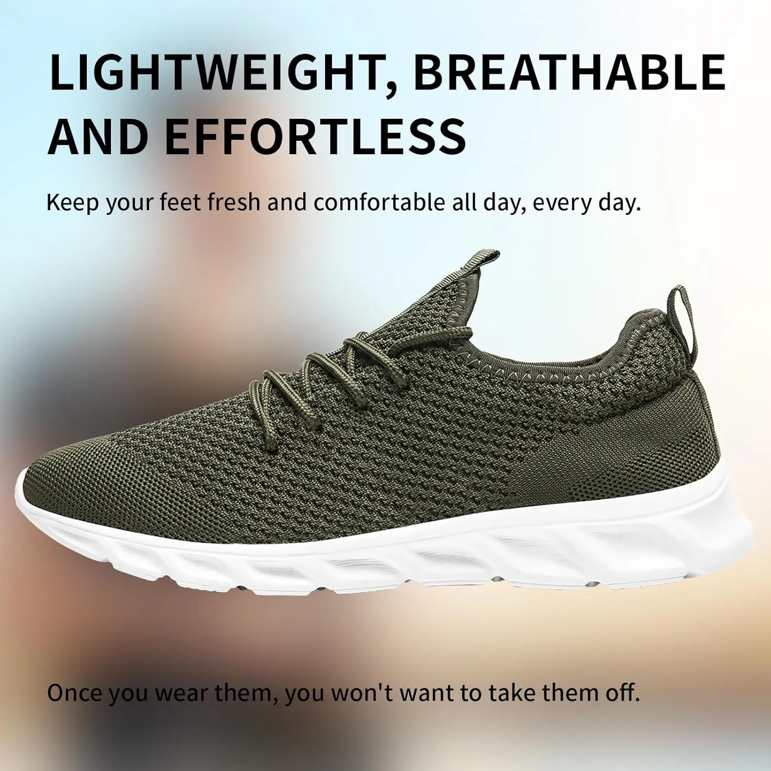 Linenghs Mens Running Shoes Tennis Gym Sneakers Casual Slip On Walking Lightweight Athletic Workout Breathable Fashion Sports Shoes