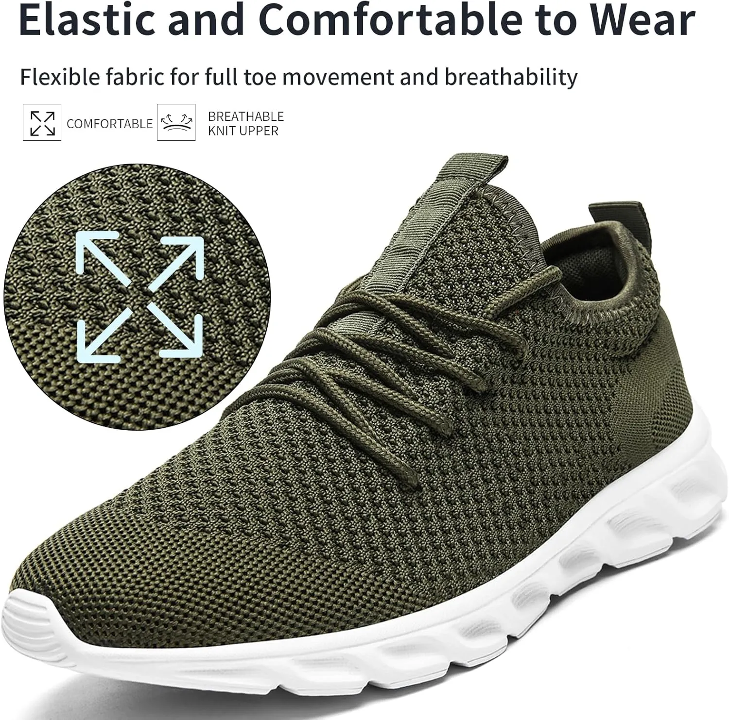Linenghs Mens Running Shoes Tennis Gym Sneakers Casual Slip On Walking Lightweight Athletic Workout Breathable Fashion Sports Shoes