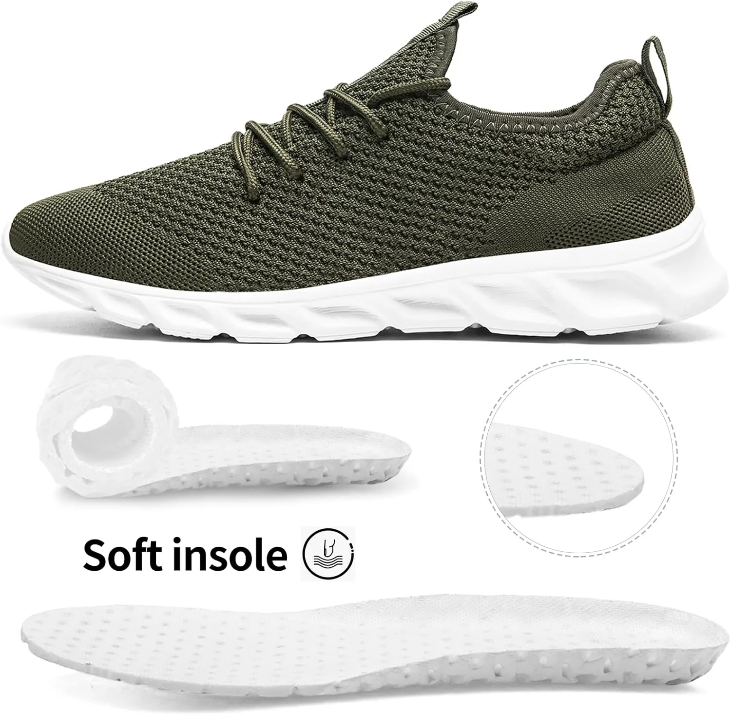 Linenghs Mens Running Shoes Tennis Gym Sneakers Casual Slip On Walking Lightweight Athletic Workout Breathable Fashion Sports Shoes