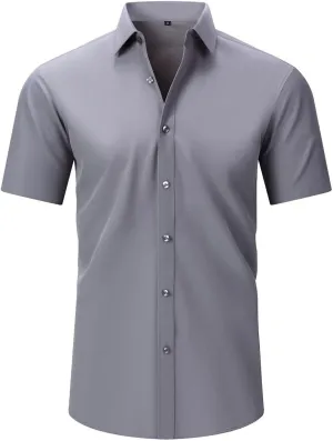Literalous Shirt, Short Sleeve Button Up, Men's Super Stretchy Quick-Drying Short Sleeve Ventilated Shirts