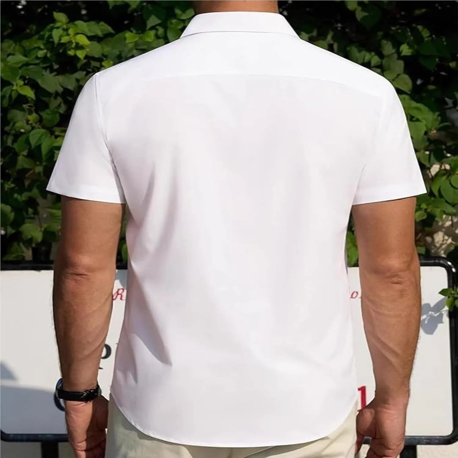 Literalous Shirt, Short Sleeve Button Up, Men's Super Stretchy Quick-Drying Short Sleeve Ventilated Shirts