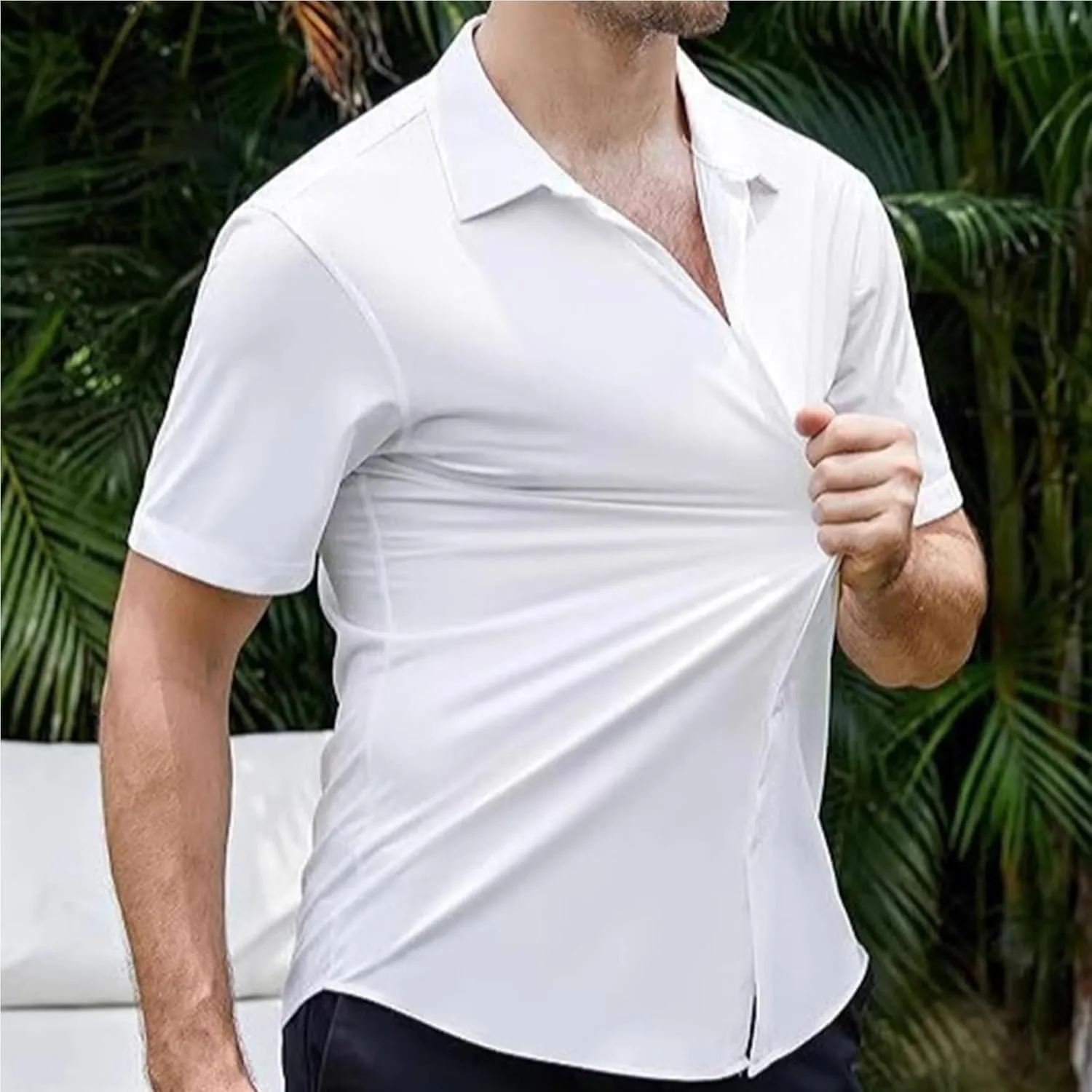 Literalous Shirt, Short Sleeve Button Up, Men's Super Stretchy Quick-Drying Short Sleeve Ventilated Shirts