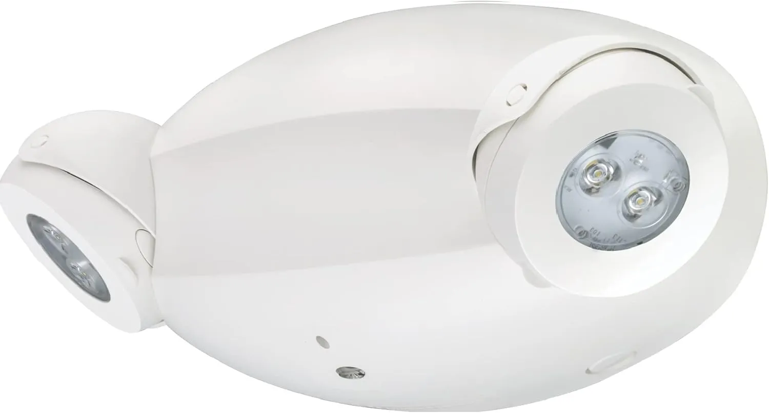 Lithonia Lighting Quantum LED Emergency Lights for Business, Manual Testing, 2-Head Fixture, 640 Lumens, White (ELM4L)