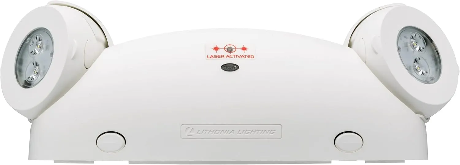 Lithonia Lighting Quantum LED Emergency Lights for Business, Manual Testing, 2-Head Fixture, 640 Lumens, White (ELM4L)