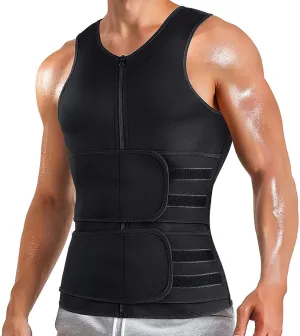 liyun Men's Sports Vest Sauna Waistcoat Thermal Shirt Muscle Compression Vest Gym Sweat Shirt With Zipper