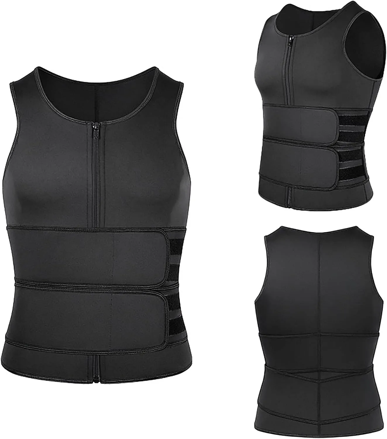 liyun Men's Sports Vest Sauna Waistcoat Thermal Shirt Muscle Compression Vest Gym Sweat Shirt With Zipper