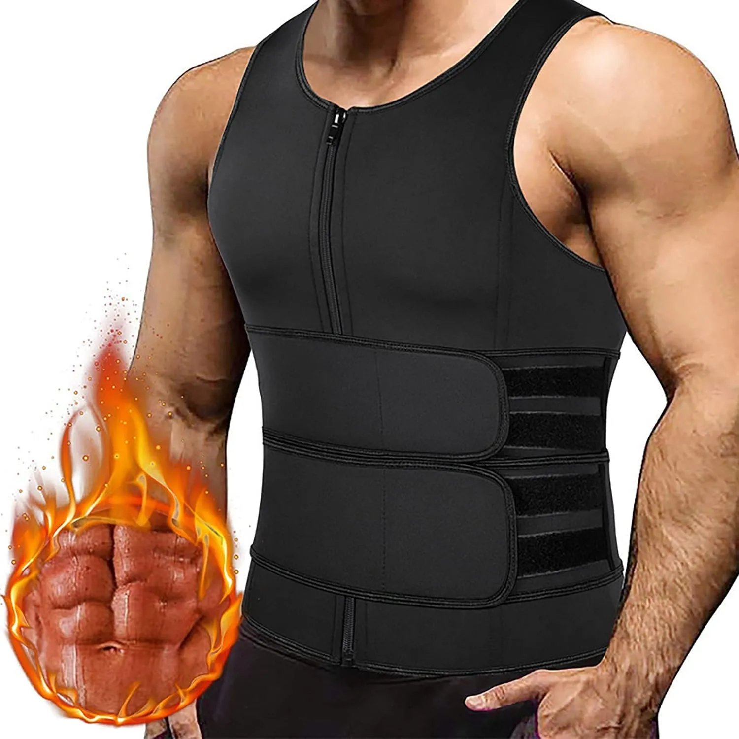 liyun Men's Sports Vest Sauna Waistcoat Thermal Shirt Muscle Compression Vest Gym Sweat Shirt With Zipper