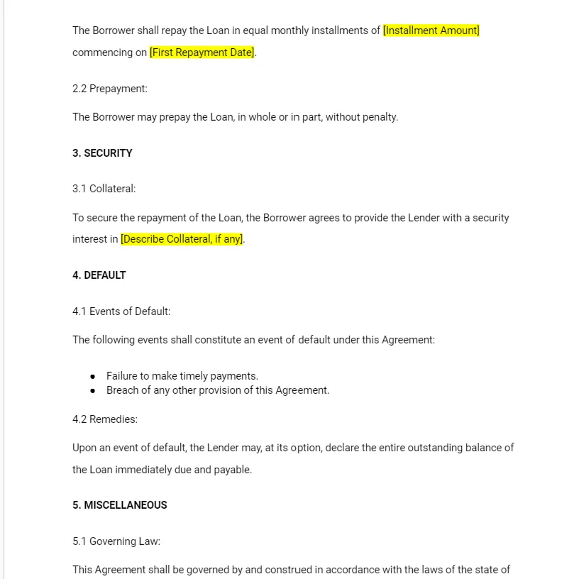 Loan Agreement Templates (Two Templates)(PDF & Word Doc)