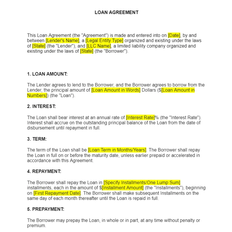 Loan Agreement Templates (Two Templates)(PDF & Word Doc)