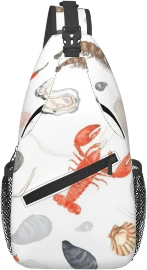 Lobsters Shrimps Oysters Men'S Chest Bag Sling Backpack Crossbody Shoulder Bag Travel Hiking Daypack