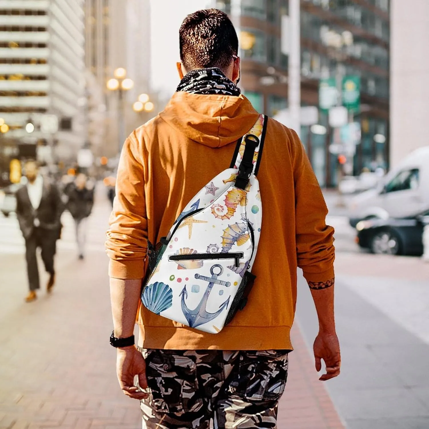 London Elements Pattern Crossbody Bag, Sling Bag, Sling Backpack, Belt Bags for Travel Outdoors Hiking