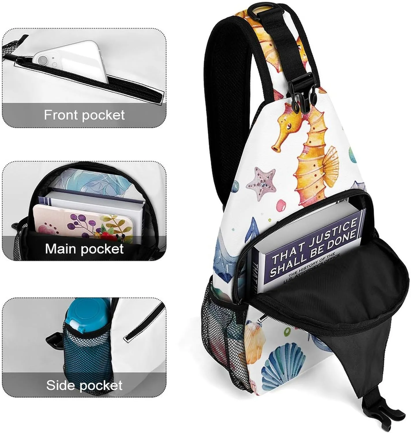London Elements Pattern Crossbody Bag, Sling Bag, Sling Backpack, Belt Bags for Travel Outdoors Hiking