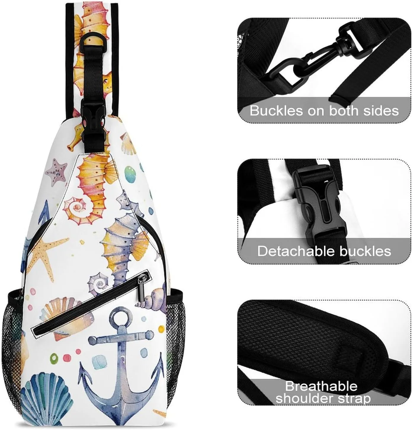 London Elements Pattern Crossbody Bag, Sling Bag, Sling Backpack, Belt Bags for Travel Outdoors Hiking