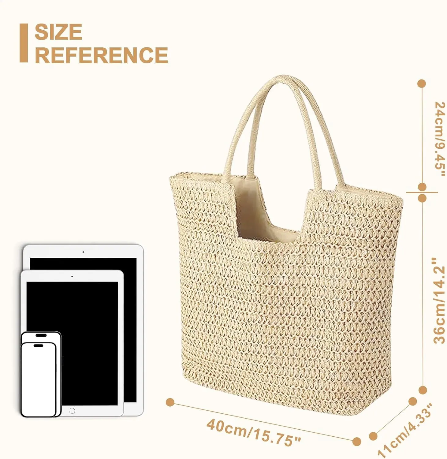 Long Keeper Beach Bags for Women Summer Straw Bag with Zipper Woven Shoulder Handbag Beach Tote Bags for Travel Vacation