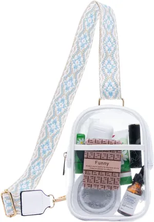 Long Keeper Clear Crossbody Bag - Women Stadium Approved Sling Bag Transparent Chest Bag for Travel Concerts Sport Events (White)