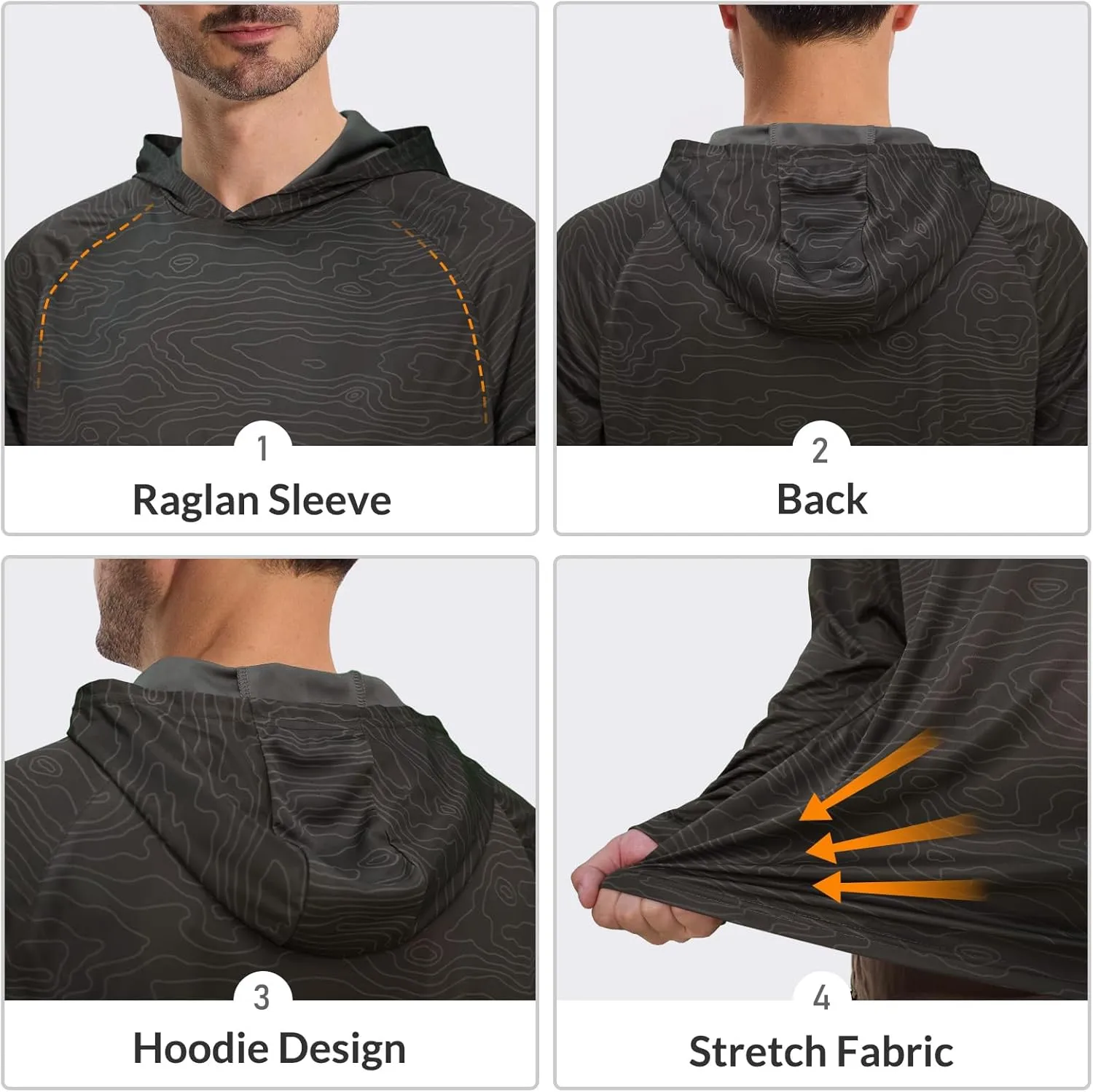 LOOGU Men's UPF 50  Sun Protection Hoodie Shirt Long Sleeve Rash Guard SPF T-Shirts for Fishing Hiking