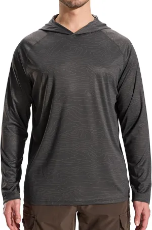 LOOGU Men's UPF 50  Sun Protection Hoodie Shirt Long Sleeve Rash Guard SPF T-Shirts for Fishing Hiking
