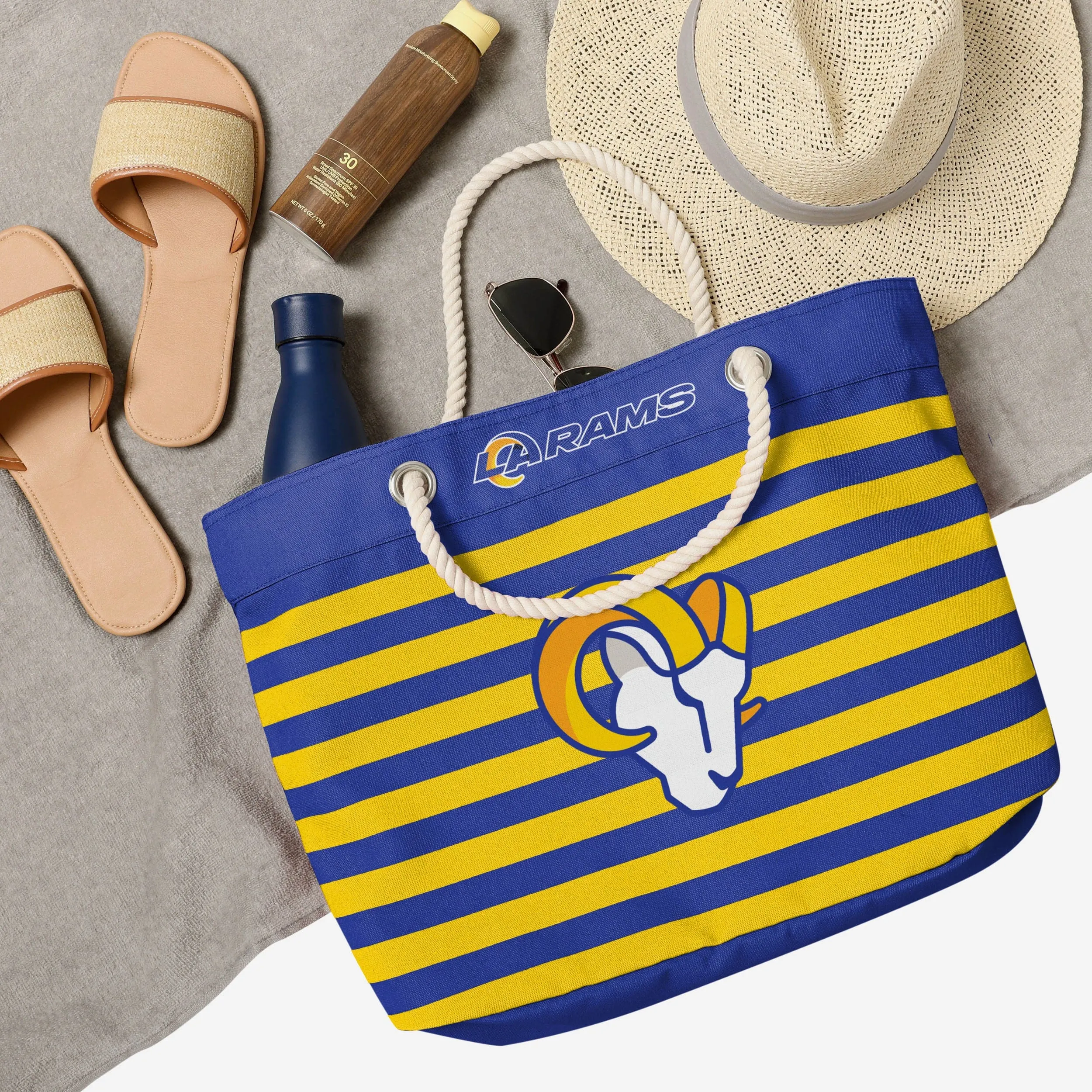Los Angeles Rams Nautical Stripe Tote Bag