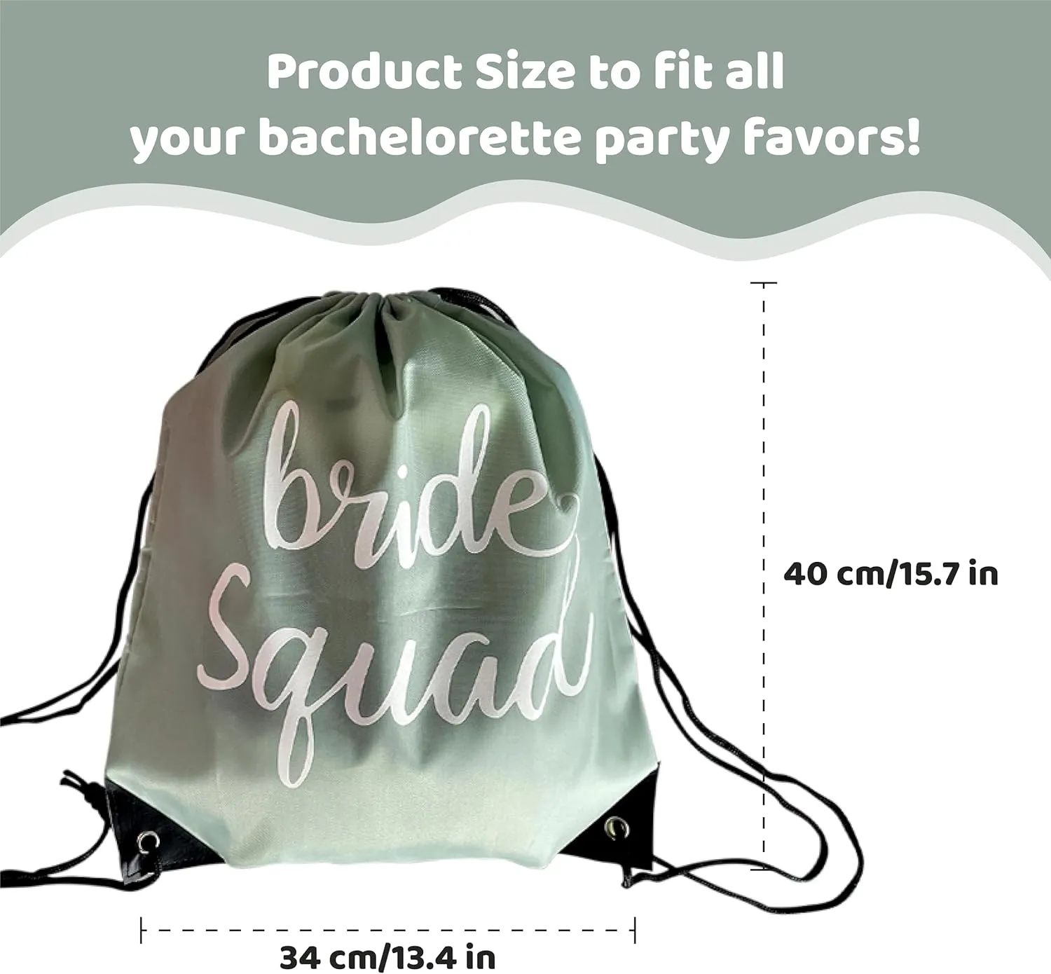 LotsBuyLots 10 Pcs Bride & Bride Squad Drawstring Bags Bachelorette Party Drawstring Bags for Bridal Shower Wedding Bachelorette Bag (Sage Green)