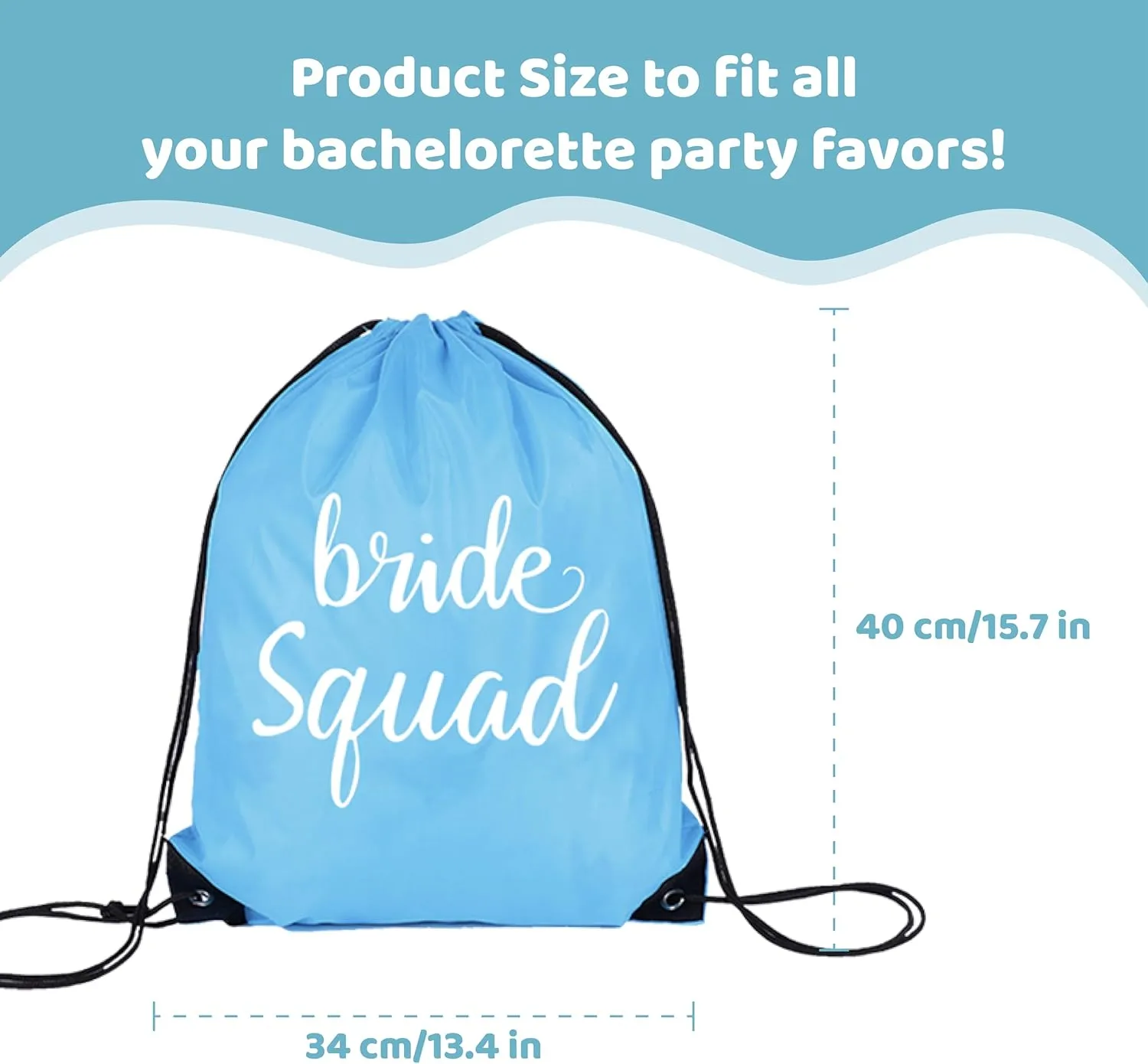 LotsBuyLots 10 Pcs Bride & Bride Squad Drawstring Bags Bachelorette Party Drawstring Bags for Bridal Shower Wedding Bridesmaid Gift Bags (Blue)