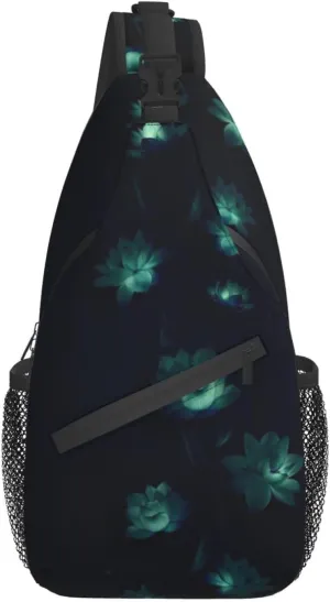 Lotus Flower Sling Bag Crossbody Chest Daypack Casual Backpack Flower Shoulder Bag For Travel Hiking Beach