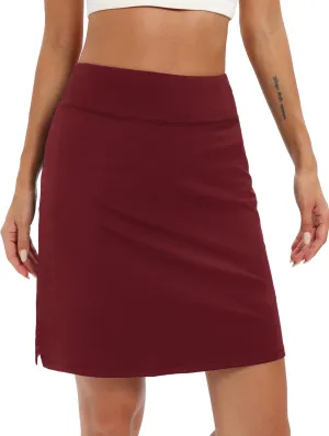 LouKeith 19" Knee Length Skorts Skirts for Women Tennis Skirts Athletic Golf Skorts Casual Workout Skirt with Shorts Pockets