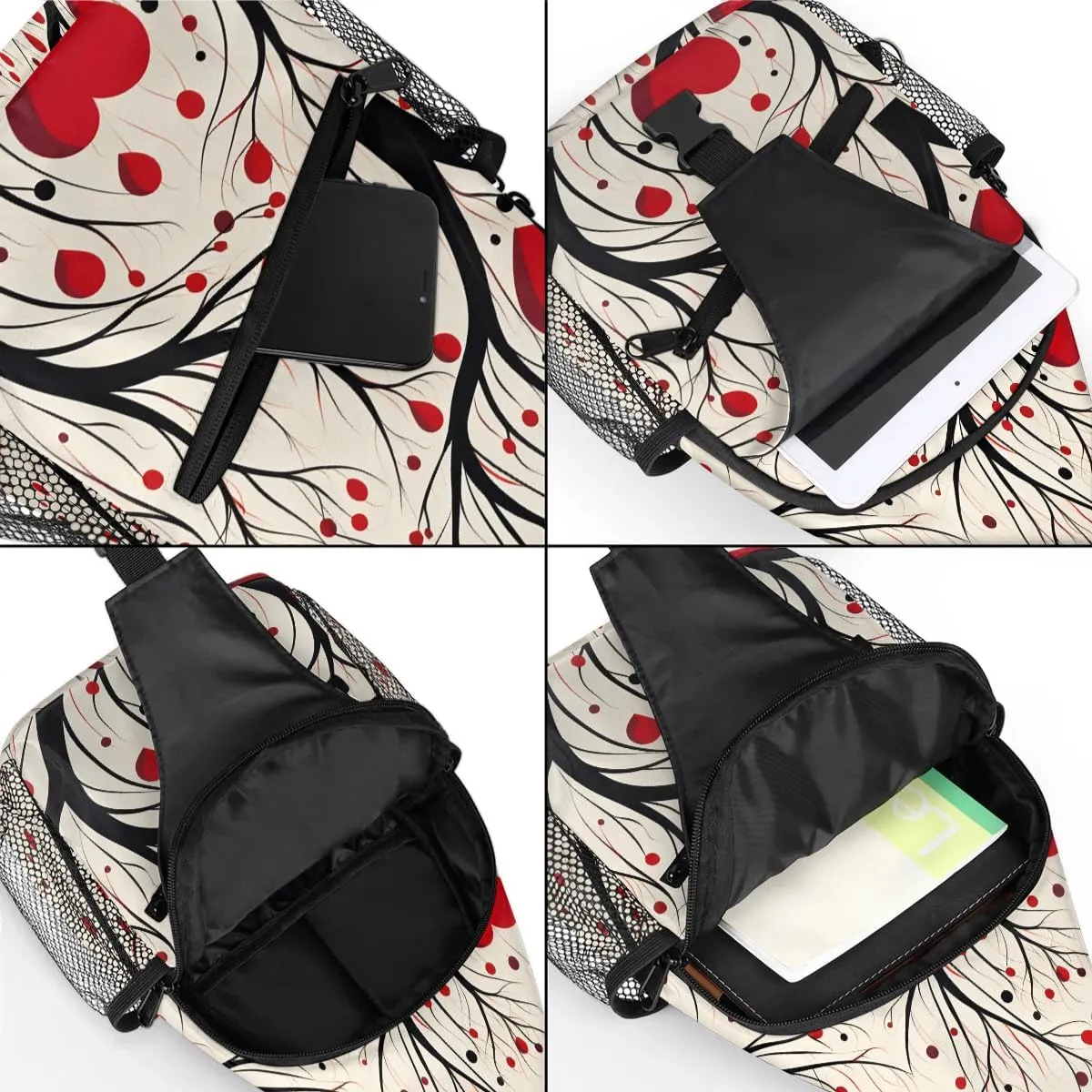 Love Tree Valentine's Day Sling Backpack for Women Men Waterproof Antitheft Chest Bag Lightweight Travel Crossbody Shoulder Bag for Shopping Outdoor Leisure Sports Mountaineering Riding