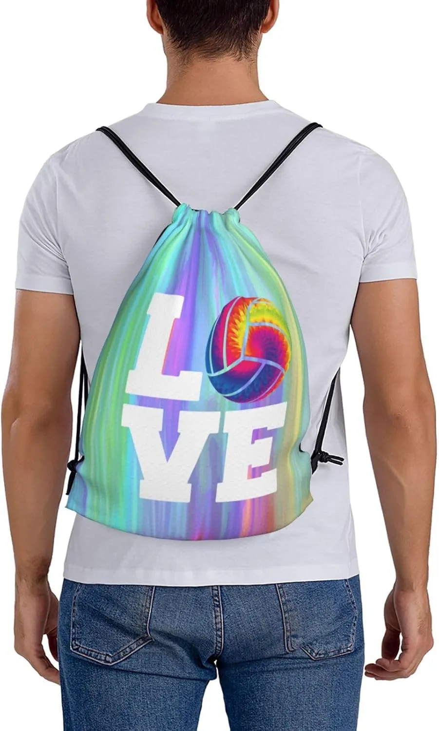 Love Volleyball Unisex Drawstring Backpack Bag Sport Gym Swim Travel Sackpack