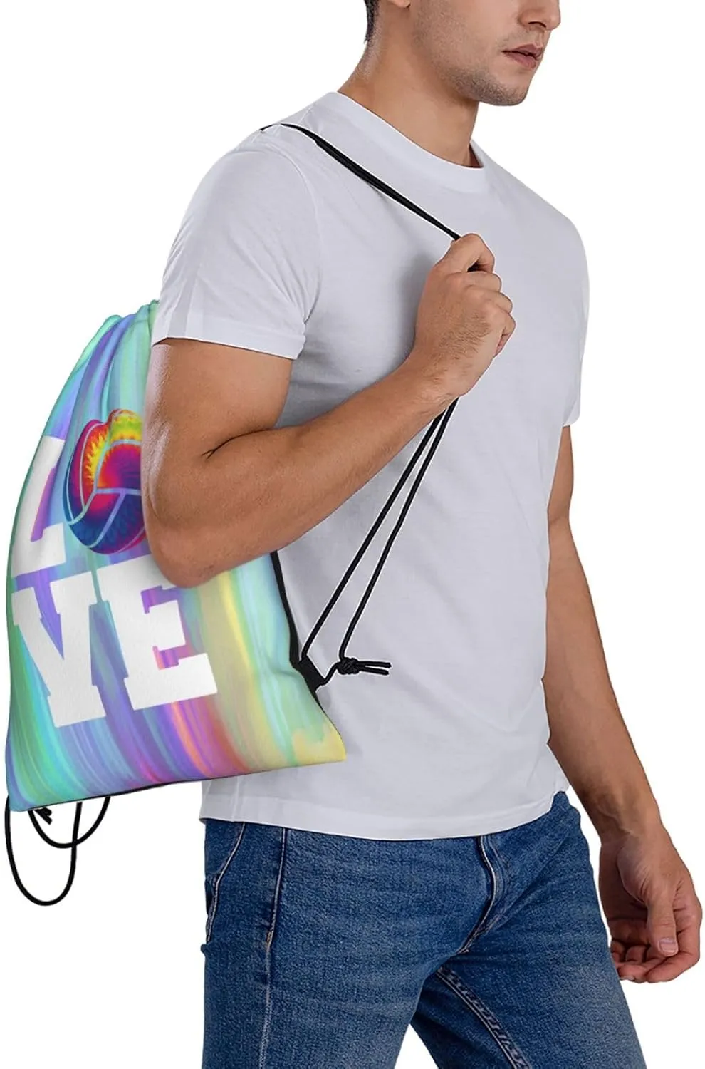 Love Volleyball Unisex Drawstring Backpack Bag Sport Gym Swim Travel Sackpack