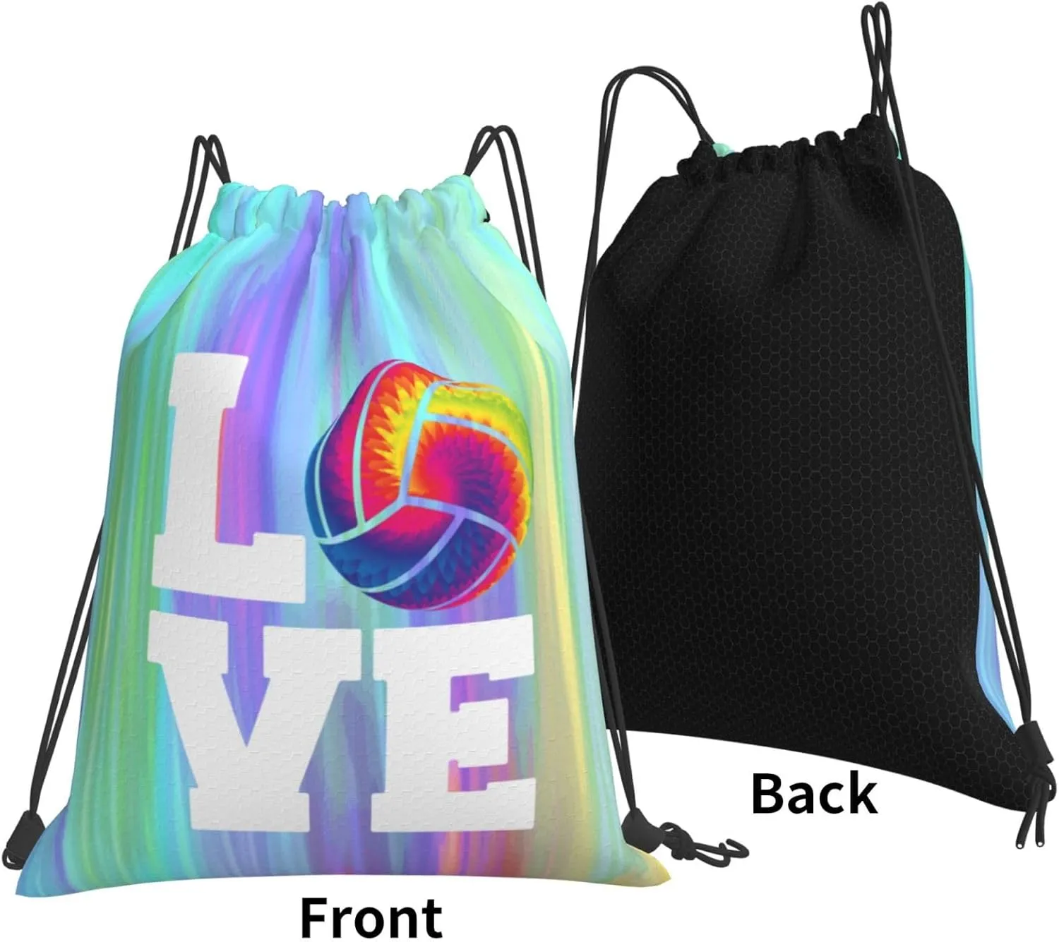 Love Volleyball Unisex Drawstring Backpack Bag Sport Gym Swim Travel Sackpack